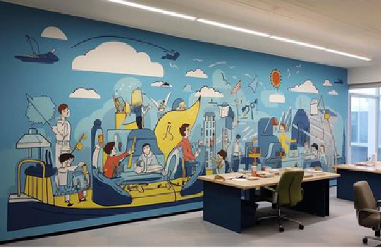 汶川办公室墙绘的特点。