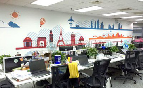 汶川教你设计办公室墙绘的方法。